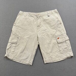 Point Zero Cargo Shorts Men's 36 Beige Classic Fit Cotton Utility Hiking Outdoor